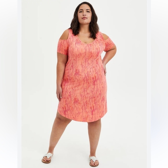 TORRID orange super soft knits cold shoulder t shirt dress size 5X summer plus - Picture 1 of 11